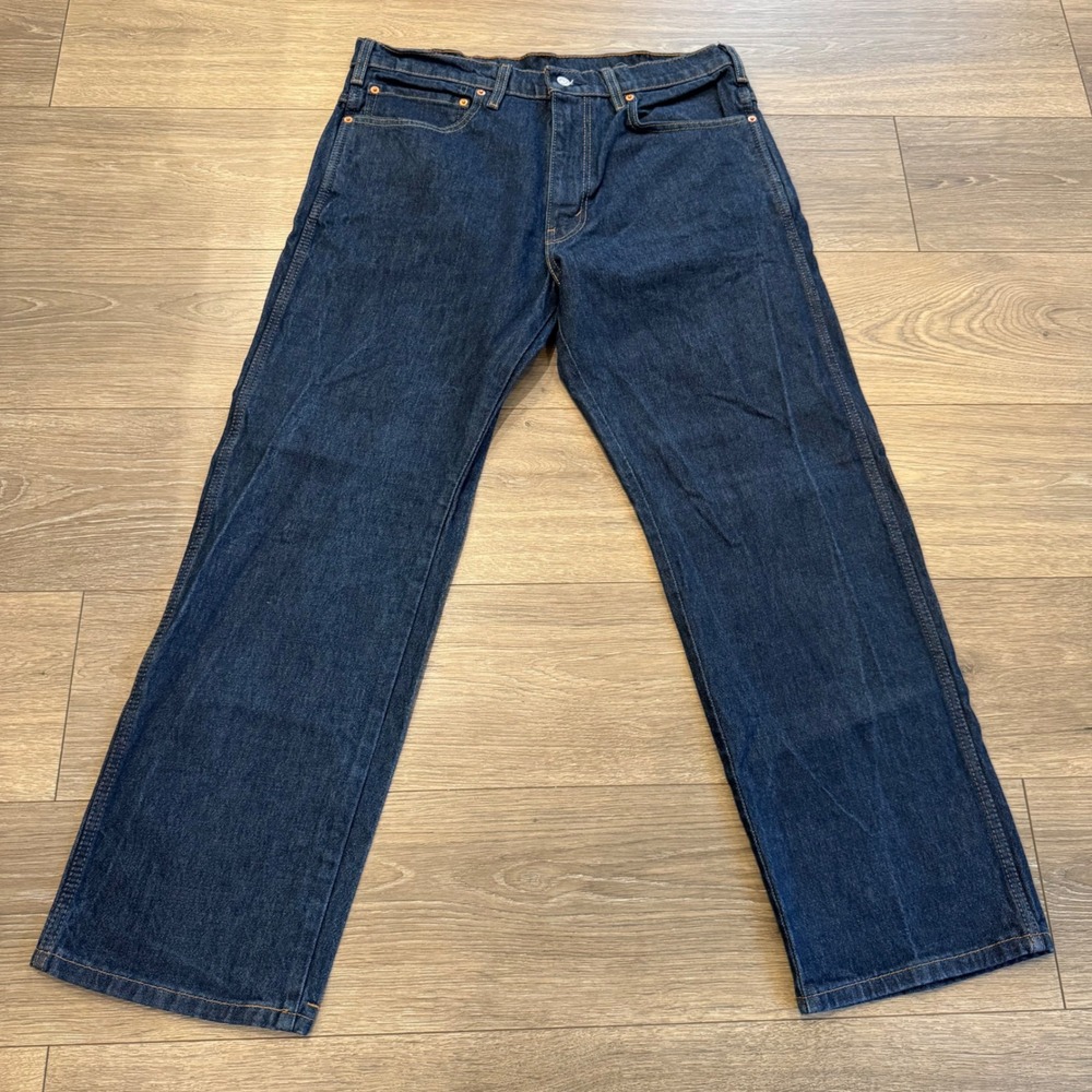 Levis Western Fit Strong Straight Leg Jeans Mens 36x30 Dark Wash 37681-0008